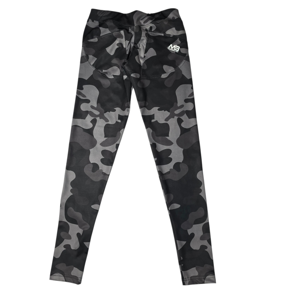 Mini Beast V Front Gray Camo Workout Leggings - Picture 2 of 6